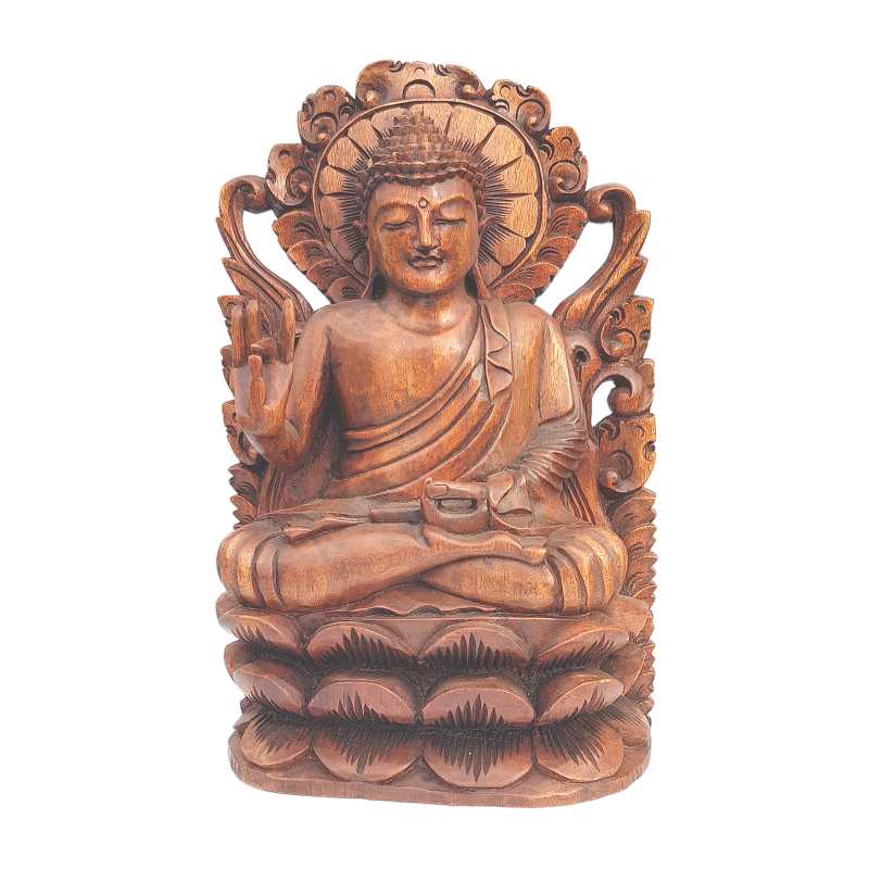 Großer Holz Buddha farbig